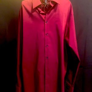 Maroon trim fit wrinkle resistant dress shirt.